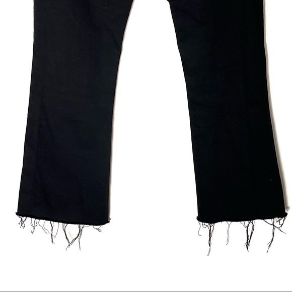 Baldwin Maxwell Crop Flare Jeans Women’s Size 26 Black Raw Hem Mid Rise - Picture 7 of 15